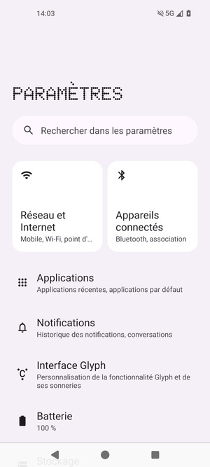 Sélectionnez Réseau et Internet