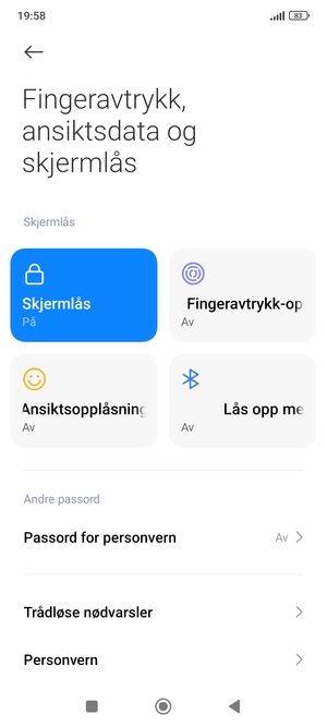Telefonen din er nå sikret med en skjermlås