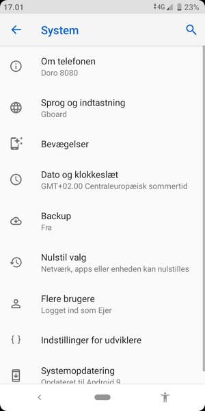 Vælg Backup