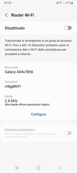 Seleziona Configura