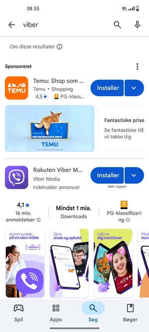 Vælg appen