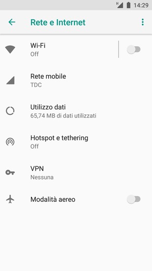 Seleziona Rete mobile