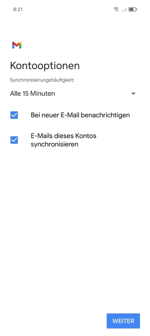 Wählen Sie WEITER
