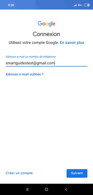Saisissez votre adresse Gmail et sélectionnez Suivant
