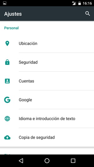 Desplácese y seleccione Cuentas
