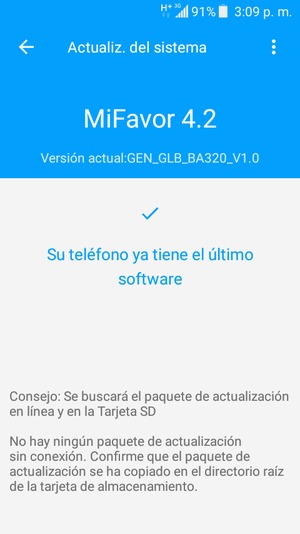 Si su teléfono está actualizado, verá la siguiente pantalla