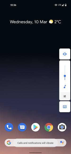 Select Vibration to change to mute mode