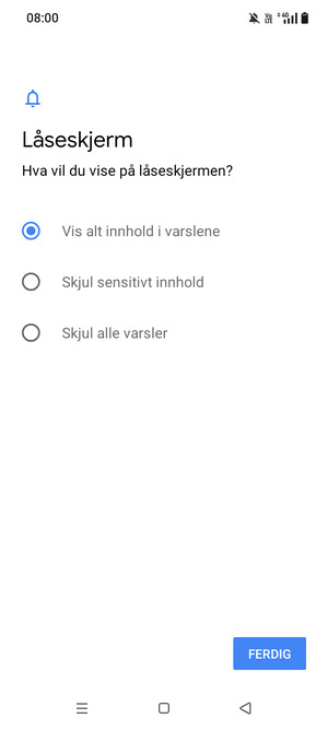 Velg ønsket alternativ og velg FERDIG