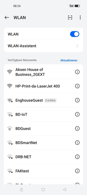 Wählen Sie das Wireless-Netzwerk, zu dem Sie eine Verbindung herstellen möchten