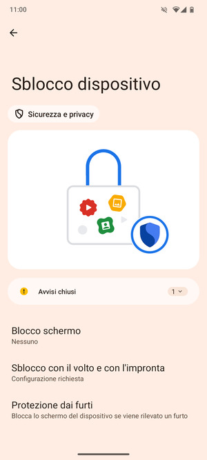 Seleziona Blocco schermo