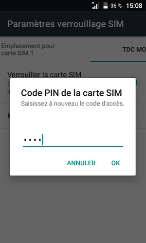 Veuillez confirmer votre Nouveau code PIN de la carte SIM et sélectionner OK