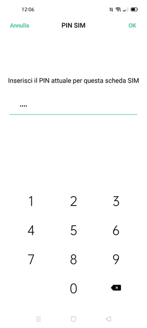 Inserisci Vecchio PIN SIM e seleziona OK
