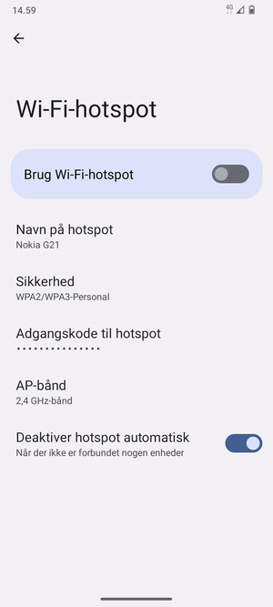 Vælg Adgangskode til hotspot