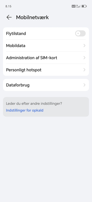Vælg Mobildata