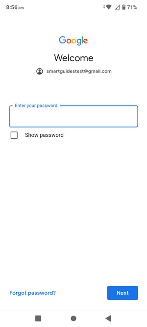Enter your password and select Next