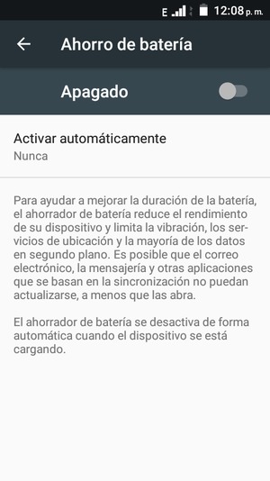 Active Ahorro de batería y seleccione Configuración del ahorro de batería