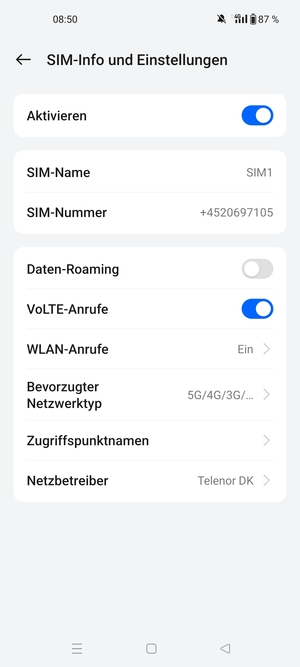 Wählen Sie Bevorzugter Netzwerktyp