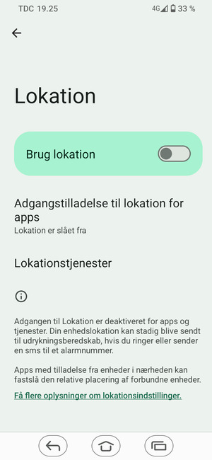 Slå Brug lokation fra