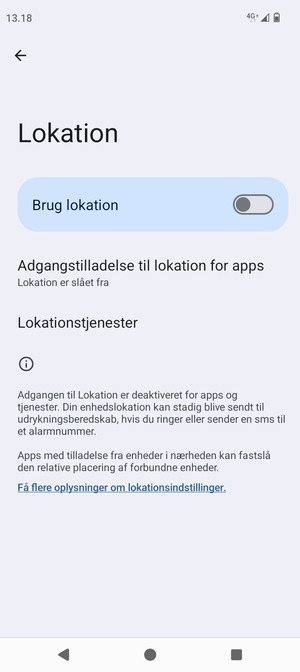 Slå Brug lokation fra
