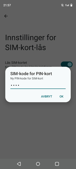 Skriv inn Ny PIN-kode for SIM-kort og velg OK