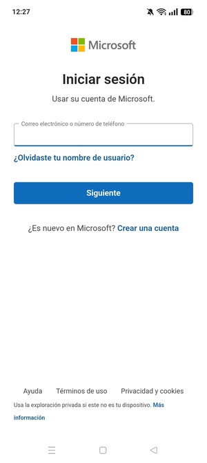Introduzca su Dirección de correo electrónico y seleccione Siguiente