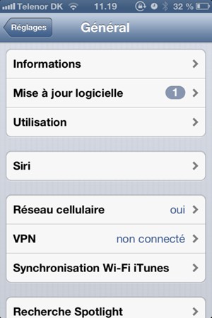 Sélectionnez Réseau cellulaire