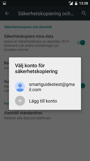 Tryck på ditt säkerhetskopieringskonto