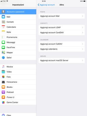 Seleziona Aggiungi account Mail