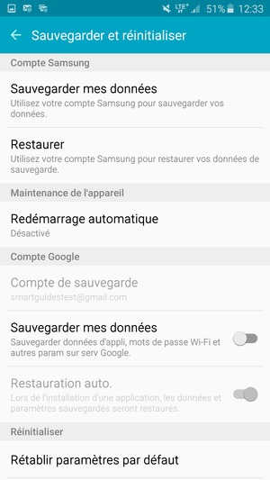 Activer le Sauvegarder mes données