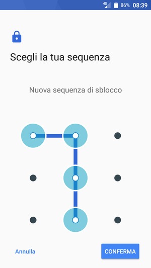 Disegna nuovamente la sequenza di sblocco e seleziona CONFERMA