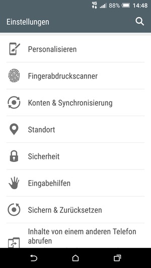 Scrollen Sie und wählen Sie Sicherheit