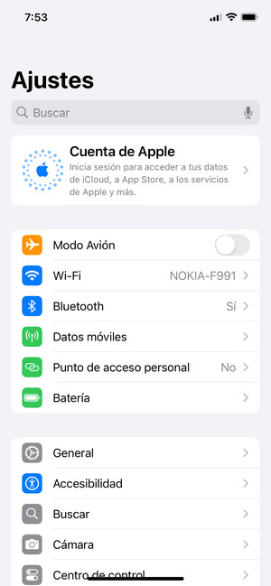 Para cambiar el PIN de la tarjeta SIM, vuelva al menú Ajustes y seleccione Datos móviles