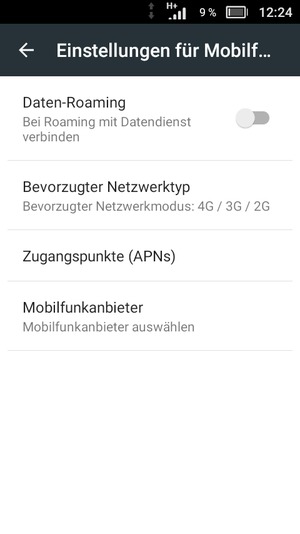 Um das Netzwerk zu wechseln, falls Probleme auftreten, wählen Sie Mobilfunkanbieter