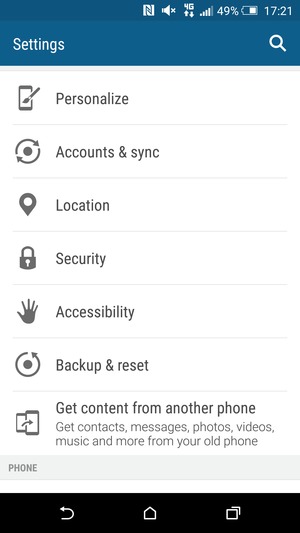 Scroll to and select Backup & reset