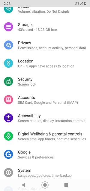 Scroll to and select Accounts