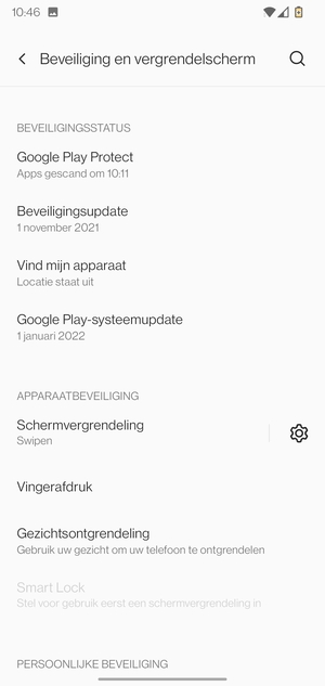 Om uw schermvergrendeling te activeren, ga naar het Beveiliging en vergrendelscherm-menu en selecteer Schermvergrendeling