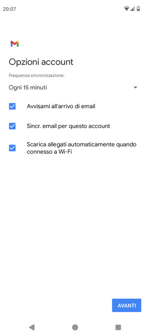 Seleziona AVANTI