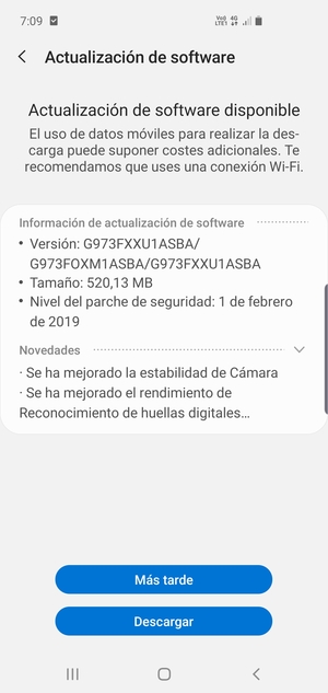 Si su teléfono no está actualizado, selccione Descargar