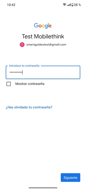 Introduzca su contraseña y seleccione Siguiente