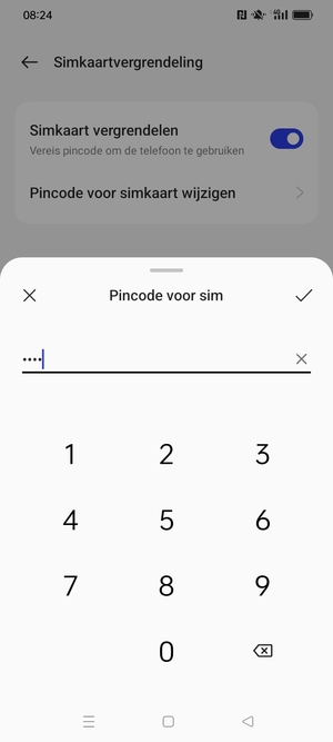 Voer uw Nieuwe pincode voor de simkaart in en selecteer OK