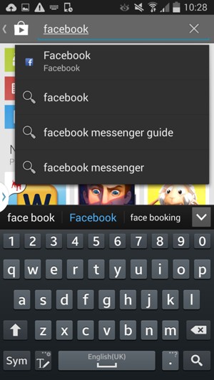 Voer de app-naam in en selecteer Zoek