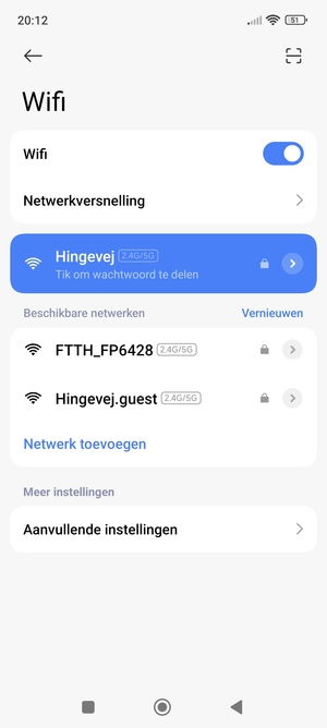 U bent nu verbonden met het WiFi-netwerk
