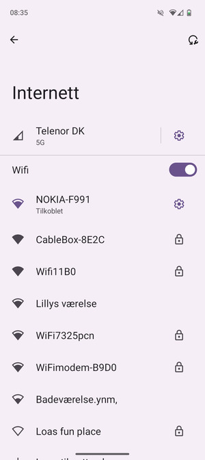 Du er nå koblet til Wi-Fi-nettverket