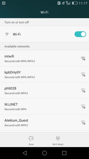 Select the wireless network you want to connect to