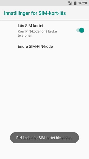 Din PIN-kode for SIM-kort er endret