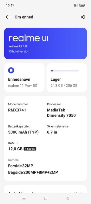 Vælg realme UI