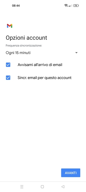 Seleziona AVANTI