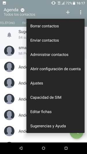 Seleccione Administrar contactos