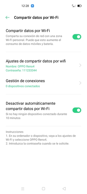 El teléfono ha sido configurado para su uso como módem