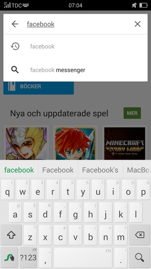 Ange app-namnet och välj Sök